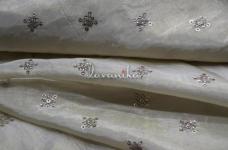100 Grams Sequins and Zari Embroidery in Diamond shape on Dyeable Viscose Gold Tissue Fabric  44inch